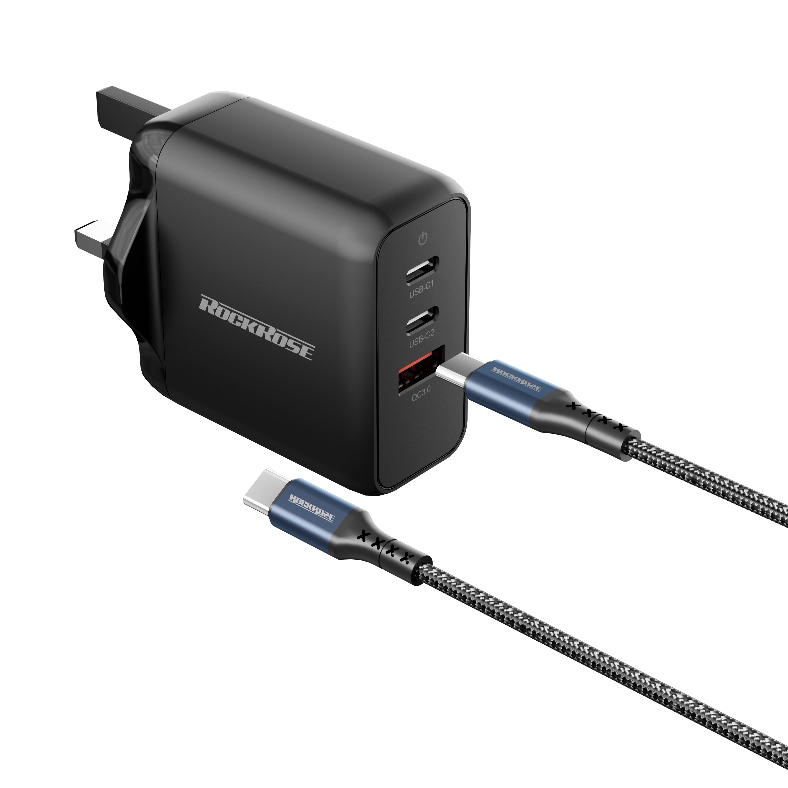 RockRose charge 65W PD with 1M C to  C Cable Black