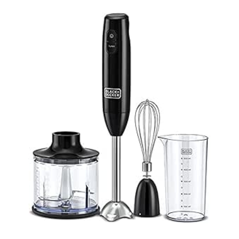 Black+Decker 600W 600ml Hand Blender with Chopping Bowl and Steel Blades