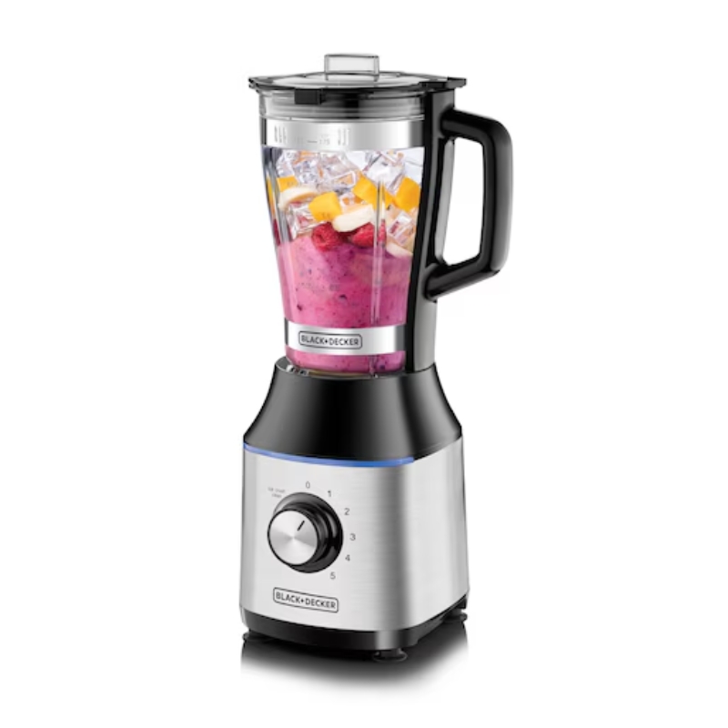 Black+Decker 700W High Speed ​​Blender with Black/Silver Glass Bowl
