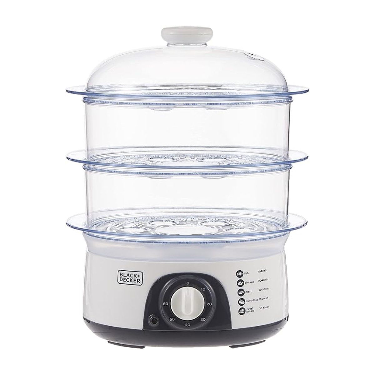 Black+Decker 10L Food Steamer 775W 3 Detachable Layer Timer