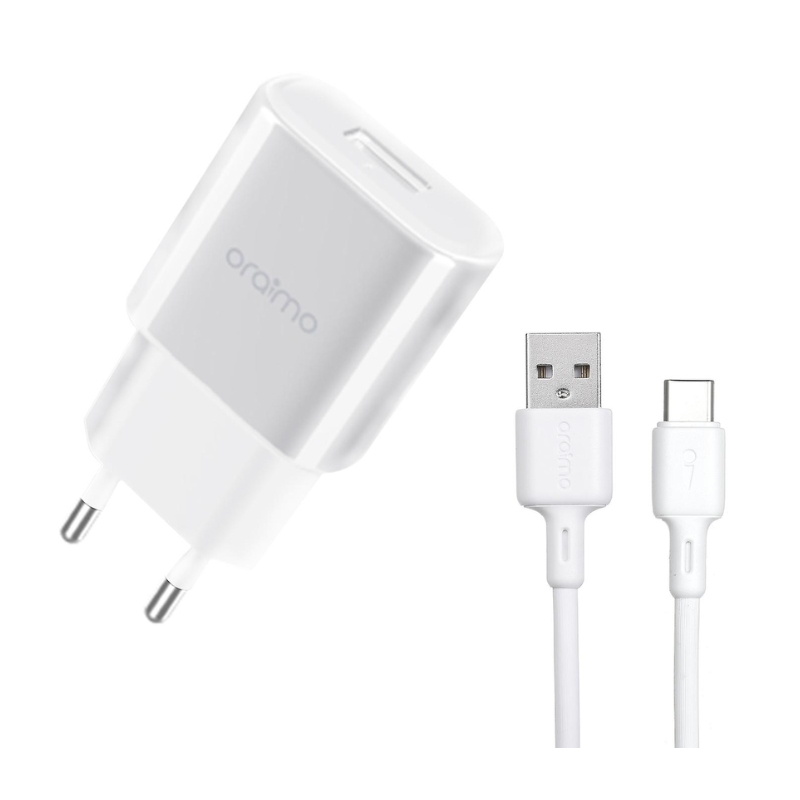 Oraimo Charger kit 18W UK  With type-C cable Deep Spring