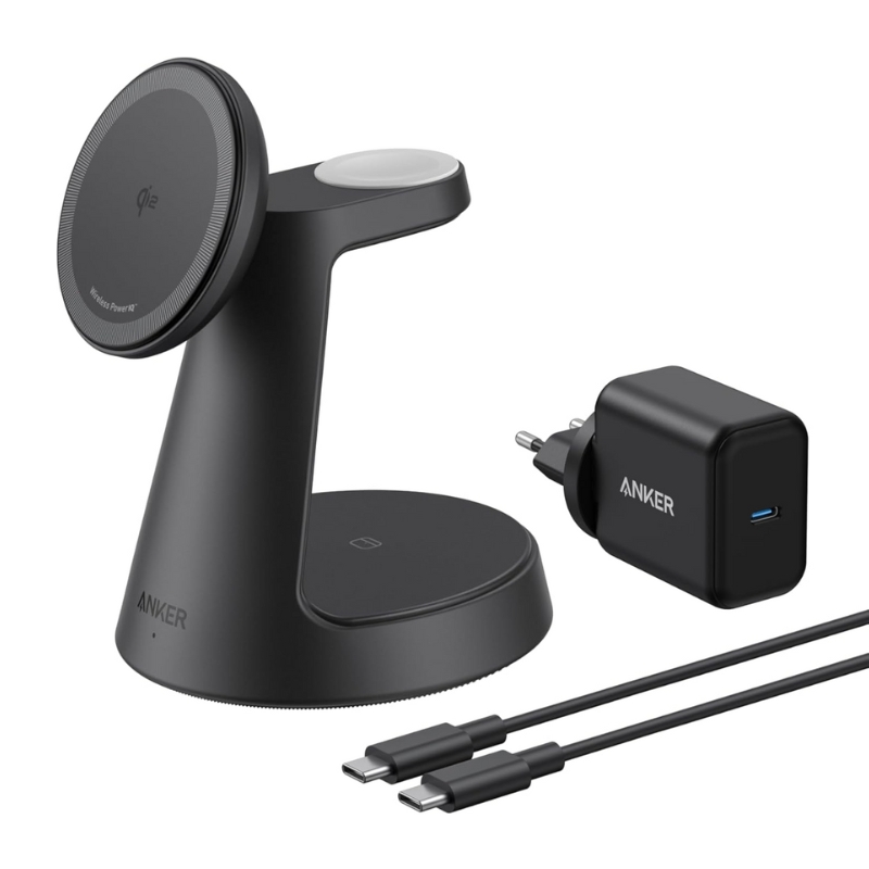 Anker MagGo Wireless Charging Station 3-in-1 Qi2 15W Black