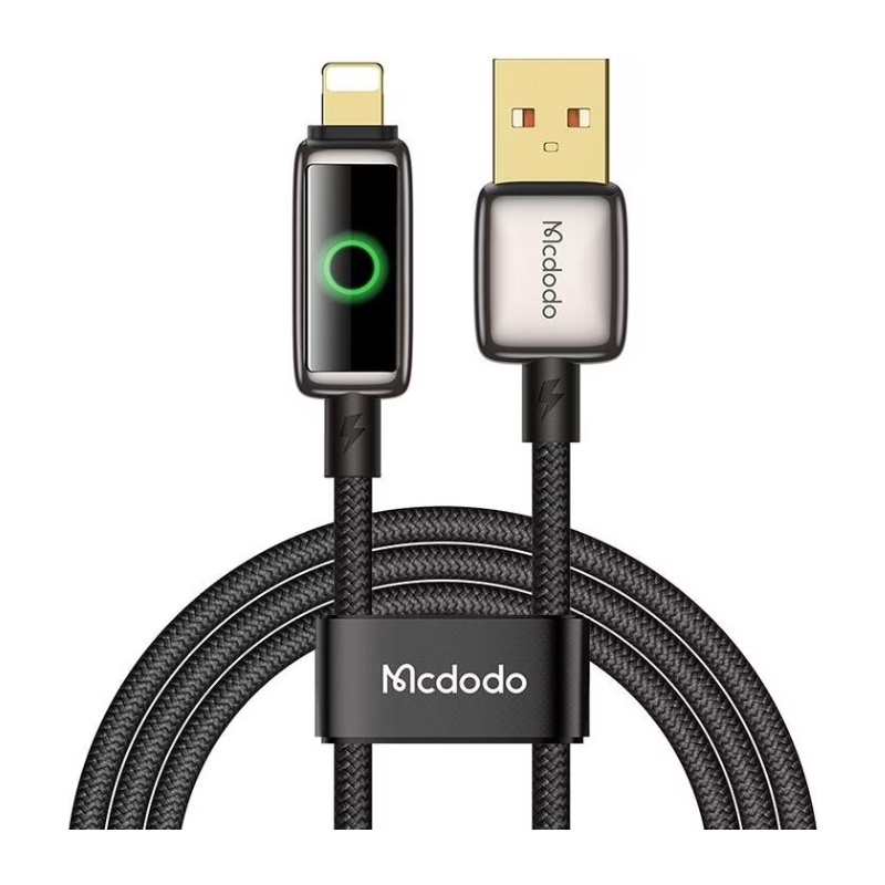 Mcdodo Auto Power Off  USB-A to Lightning with Breathing Light LED Display Data Cable 1.2m Black