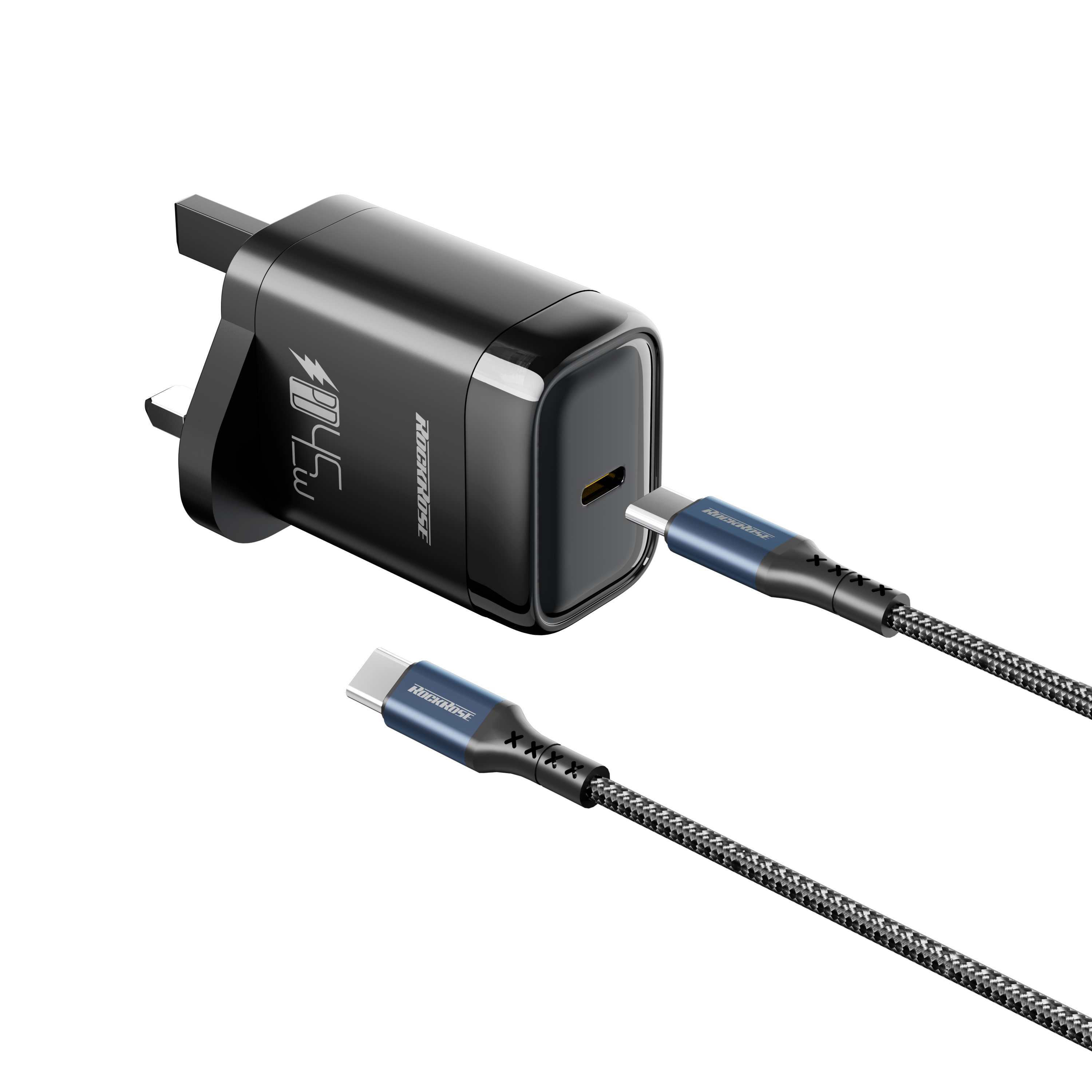 RockRose Cayenne G45 Combo Charger with Cable PD 45W USB-C black