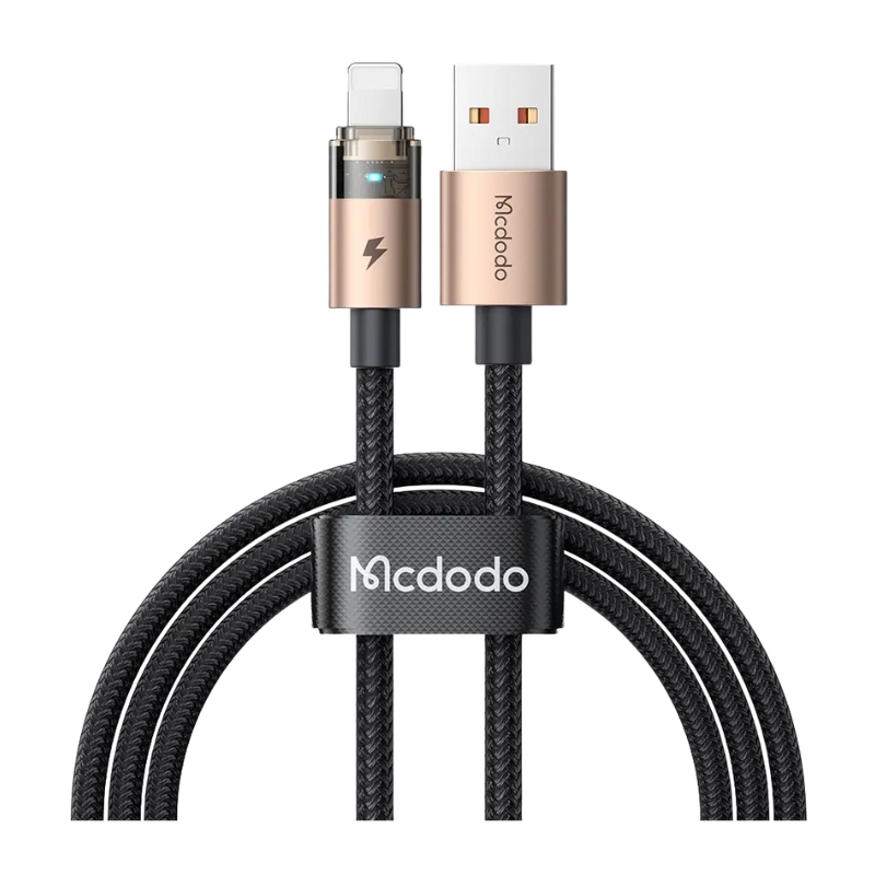 Mcdodo Lightning Transparent Cable with Charging Light 1.2m Gold
