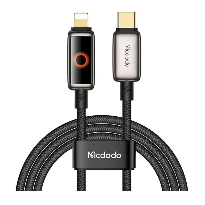 Mcdodo AUTO POWER OFF 36W USB-C TO LIGHTNING W BREATHING LIGHT LED DISPLAY CABLE 1.2M - BLACK