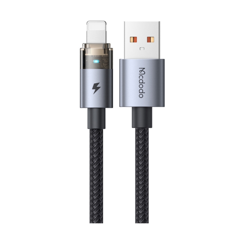Mcdodo Lightning Transparent Cable with Charging Light 1.2m Black