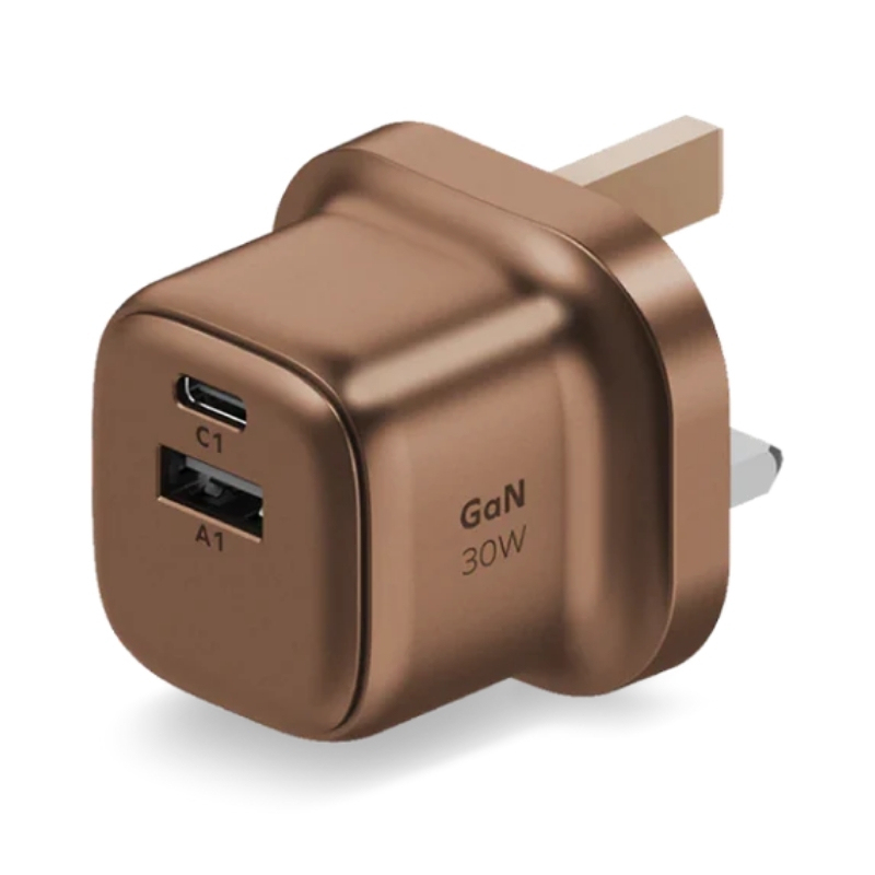 Momax 1-Charge 2-Port GaN 30W charger (UK) (Golden)