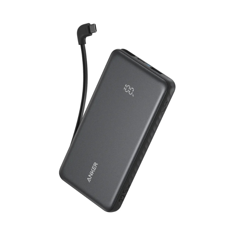 Anker Zolo 10000mAh 22.5W Emergency Charger with Built-in USB-C Cable - Black