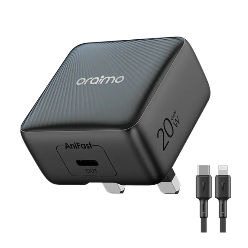 Oraimo Charger 20W Gan tech with L to C cable