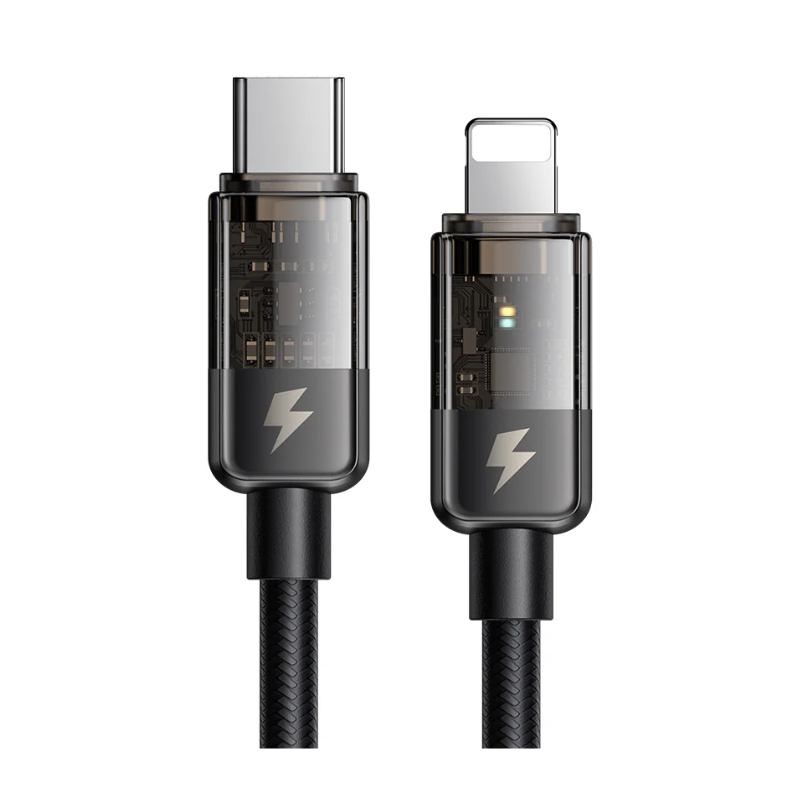Mcdodo Type-C to LTG Transparent Data Cable 1.2m 36W Black