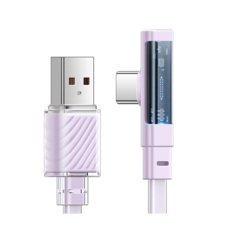 Mcdodo Type-C 6A 90 Degree Transparent Data Cable with LED 1.2m