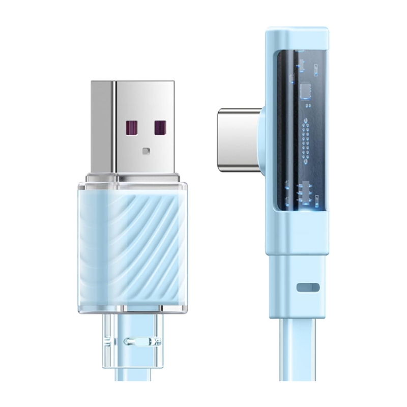 Mcdodo Type-C 6A 90 Degree Transparent Data Cable with LED 1.2m