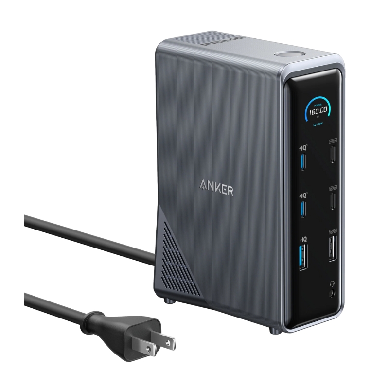 Anker Prime Charging Docking Station 160W 14-in-1 Dual Display Gray