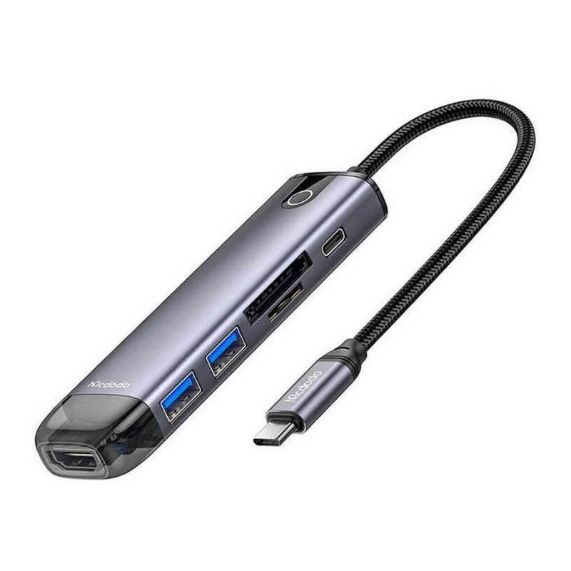 MCDODO6-in-1 USB-C Hub 15cm HU-7740 Grey