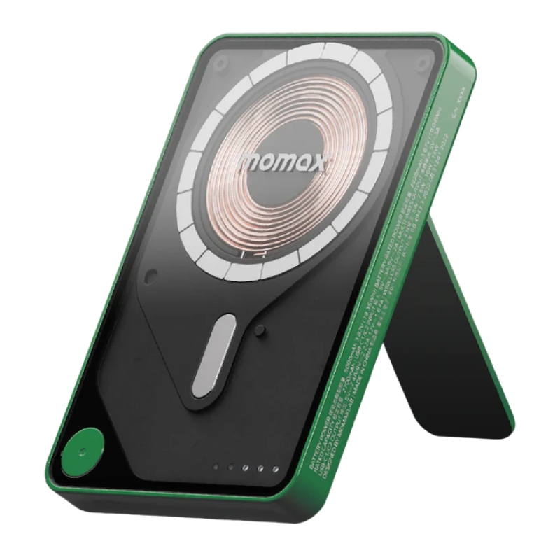 Momax Power X Pro Magnetic Wireless Battery Pack 5000mAh with Stand and Built-in USB-C Cable