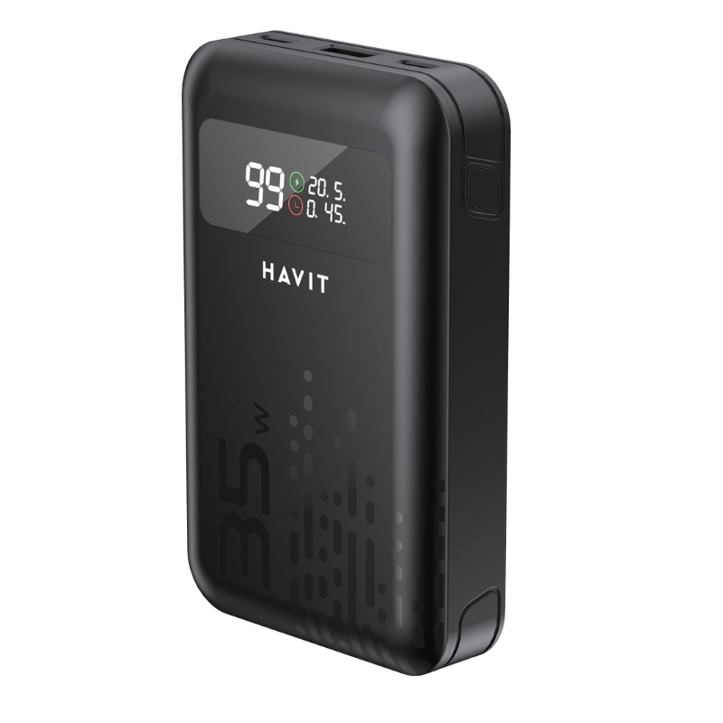 Havit PB5211 Power bank 10200mA 45W with 2 cable Black