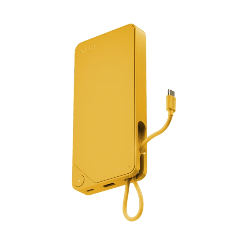 Momax Power X1 Battery Pack 20000mAh with Built-in USB-C Cable Yellow