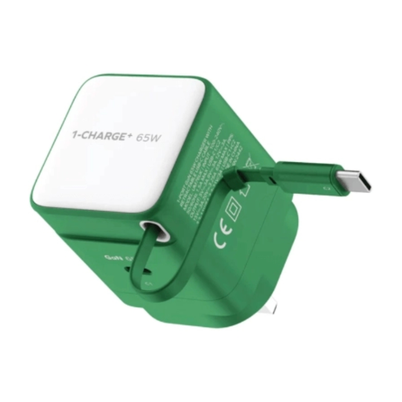 Momax CHARGE & Port GaN 65W charger with Retractable USB-C Cable(USB-C Port x 1, USB-C Cable x 1)