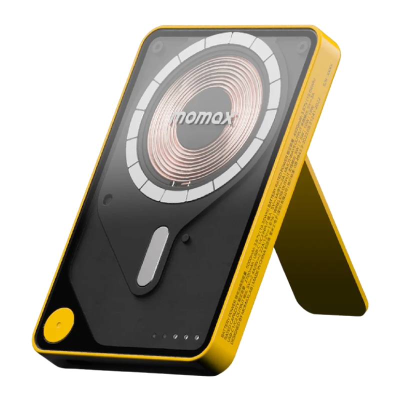 Momax Power X Pro Magnetic Wireless Battery Pack 5000mAh with Stand and Built-in USB-C Cable