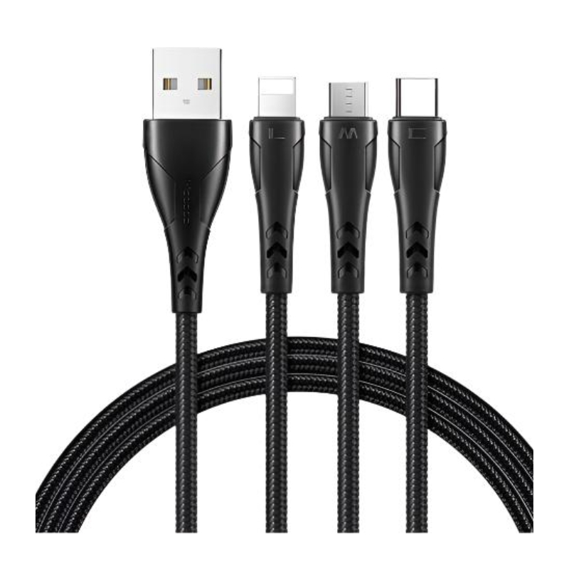 Mcdodo Mamba Series 3 in 1 LTG+Micro USB+C 1.2m Black