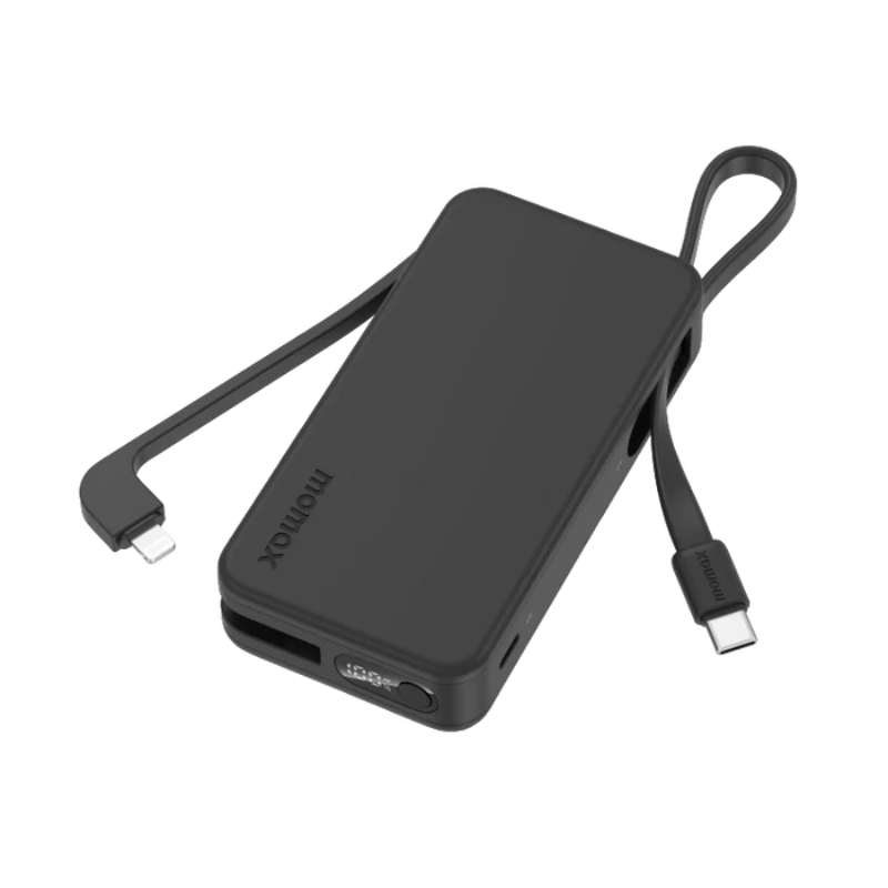 Momax Power Vital+ Power Bank 10000mAh With Built-In USB-C and Lightning Cable