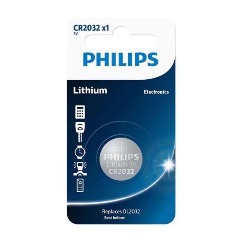 PHILIPS CR2032P1L/40 Batteries,  Lithium 3.0V blister(20.0 x 3.2) child resistant