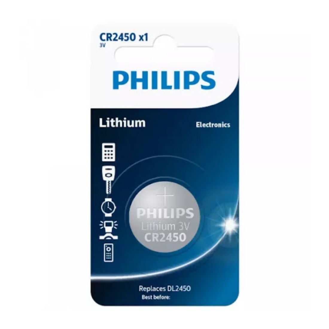 Philips Lithium Coin Battery CR2450P1L – 3V Long-Lasting Power for Electronics