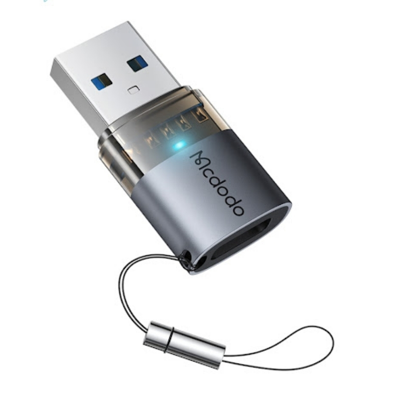 MCDODO USB-C to USB-A 3.0 Transfer Adapter with Indicator Lights and Lanyard