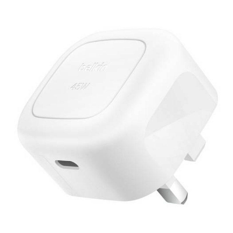 Belkin 45W USB PD Wall Charger with PPS, WHT w/1m 3aMP PVC C-C Cable (Truck)