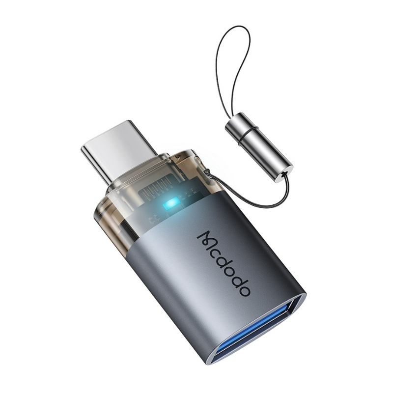 MCDODO USB-A 3.0 to USB-C Transfer Adapter with Indicator Lights and Lanyard
