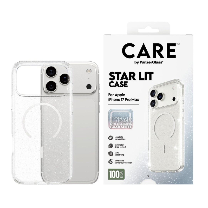 CARE by PanzerGlass Urban Explorer Star Lit Transparent White MagSafe Case for iPhone 17 Pro Max – Flagship Protective Cover