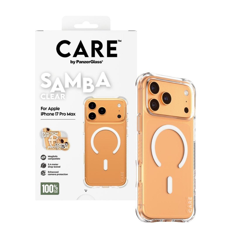 CARE by PanzerGlass Samba Transparent White MagSafe Case for iPhone 17 Pro Max – Fashionable Protective Cover