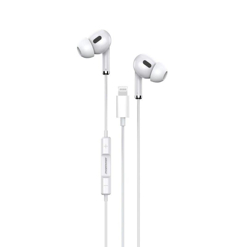 Rockrose Solo LT Neo Wired Earphones with Lightning Connector and Bluetooth Support – White