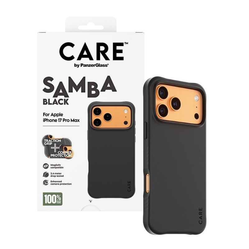 CARE by PanzerGlass Samba Black MagSafe Case for iPhone 17 Pro Max – Fashionable Protective Cove