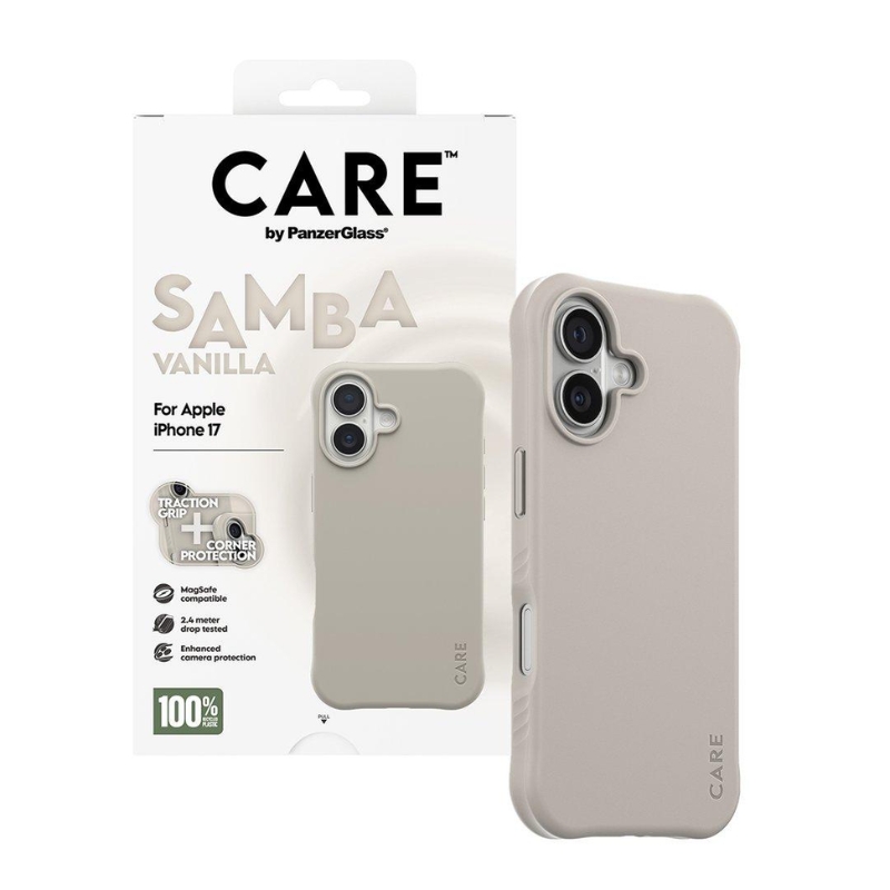 CARE by PanzerGlass Samba Vanilla MagSafe Case for iPhone 17 – Fashionable Protective Cover