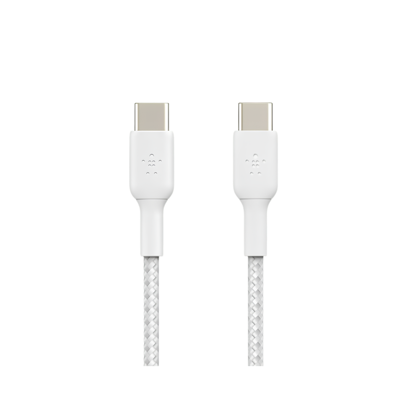 BoostCharge Braided USB-C to USB-C Cable (1m / 3.3ft, White)