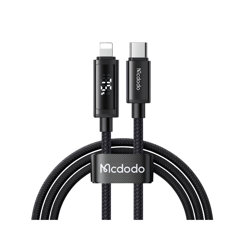 MC 36W USB-C to Lightning Cable – 1.2m with Dual LED Displays for Charging Power and Battery Level for iPhone/iPad.