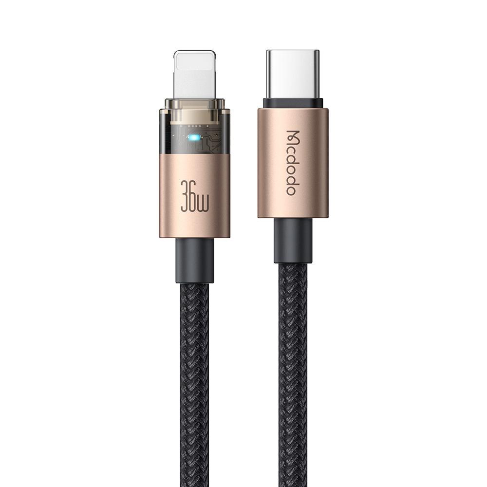 MC 36W USB-C to Lightning Transparent Cable with Charging Light 1.2m