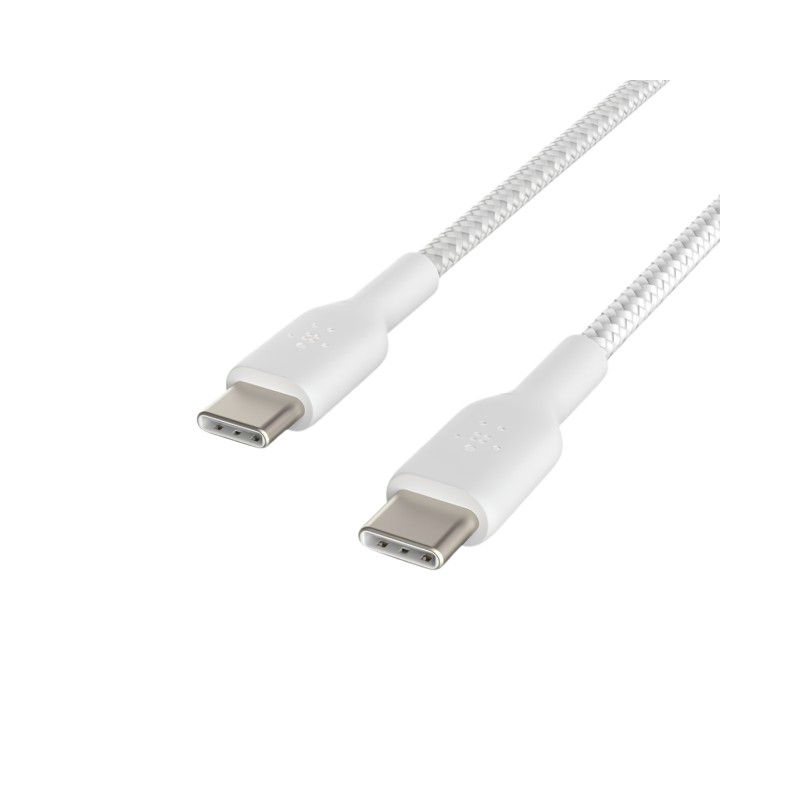 BoostCharge Braided USB-C to USB-C Cable (1m / 3.3ft, White)