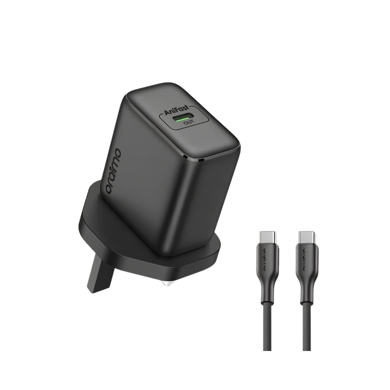 Oraimo PowerGaN 45W USB-C Charger with Cable – Black