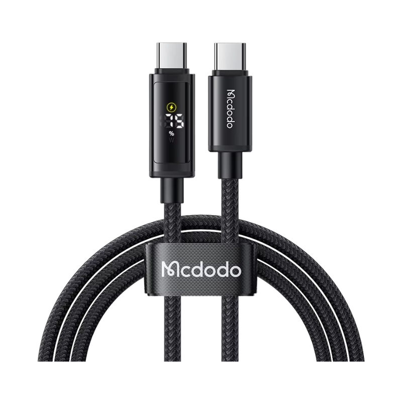 MC Dual LED Displays 100W USB-C to USB-C Cable 1.2m (Power Display for other USB-C devices&Battery Level Displayfor iPhone/iPad)