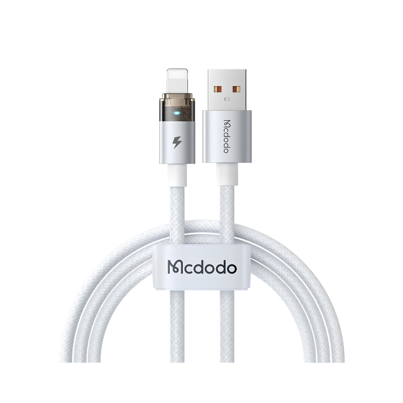 MC Lightning Transparent Cable with Charging Light 1.2m White