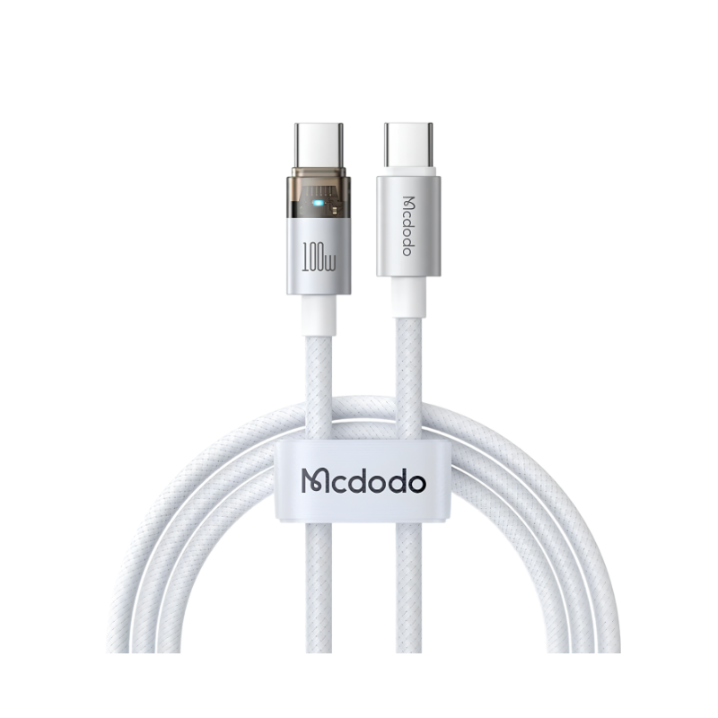 MC 100W USB-C to USB-C Transparent Cable with Charging Light 1.2m  white