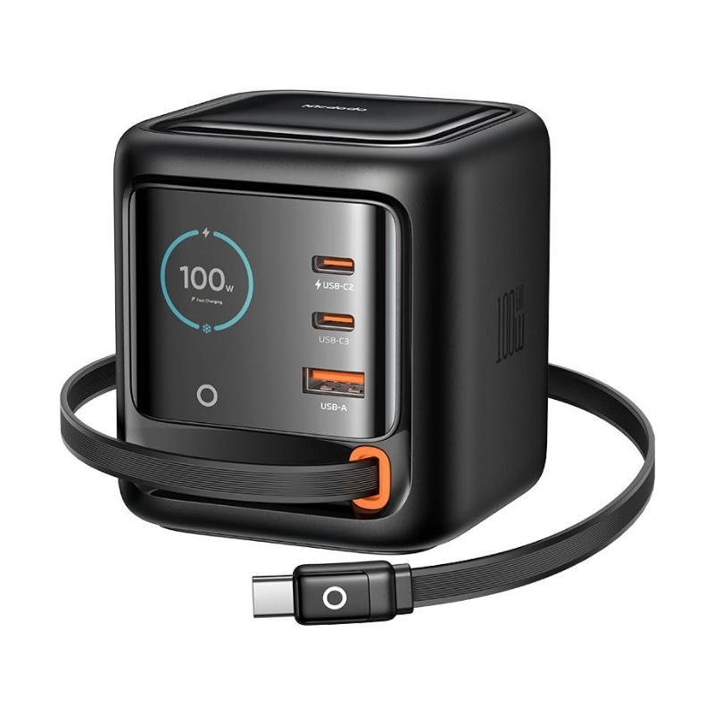 Mcdodo100W 3C+1A Digital Display GaN Charger Built-in 100cm retractable USB-C Cable(UK)