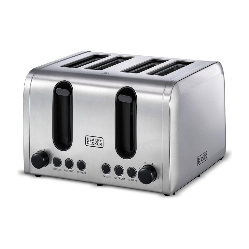 Black+Decker SSET425-B5 4-Slice Toaster & Sandwich Maker Set, 2300W, Stainless Steel