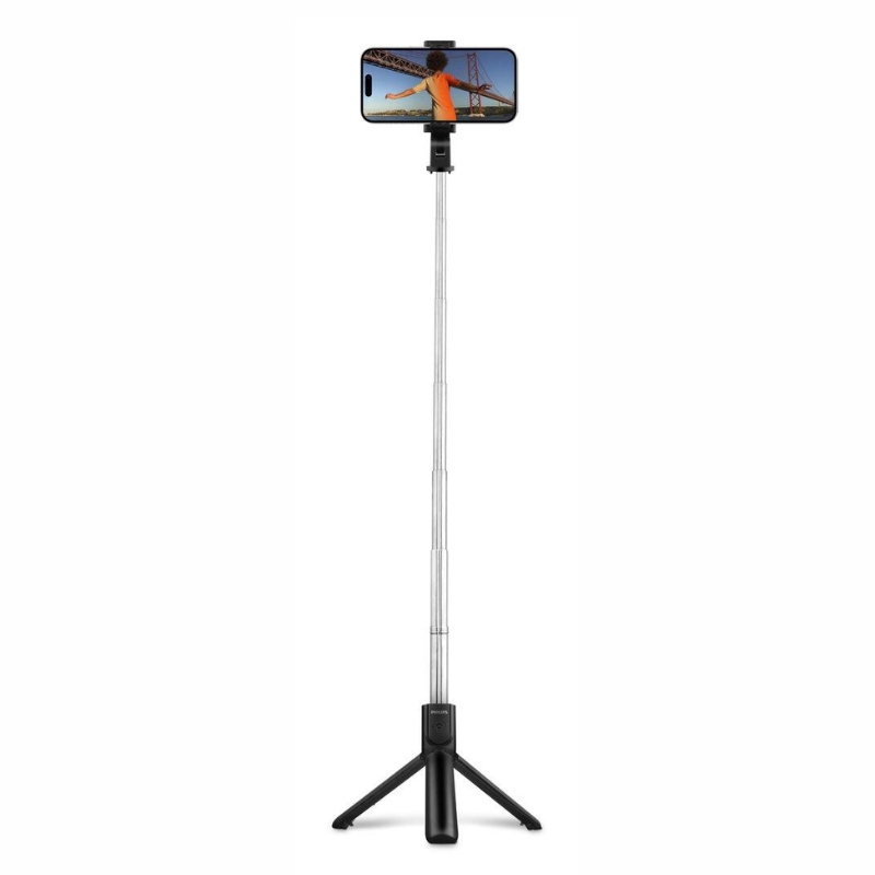 Philips Bluetooth Selfie Stick, 100cm, Aluminum Alloy, Foldable Design, Black