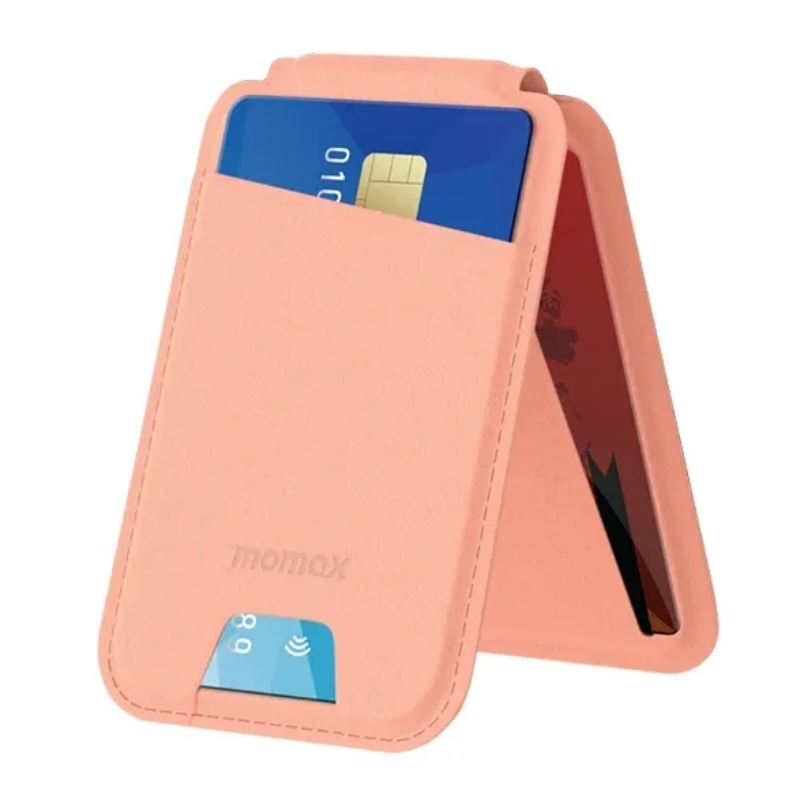 Momax 1-Wallet Magnetic Card Holder with Stand  (MagSafe Compatible) – Pink