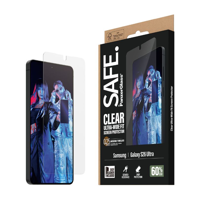 Panzer SAFE Screen Protector for Samsung Galaxy S26 Ultra – Tempered Glass UWF