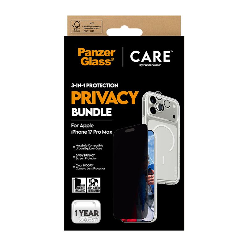 One Complete Protection PanzerGlass 3-in-1 Protection Bundle for iPhone 17 Pro Max – Complete ...